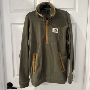 Macpac Mens Sz M Medium Polartec 1/4 zip fleece pullover Olive Green Gorpcore